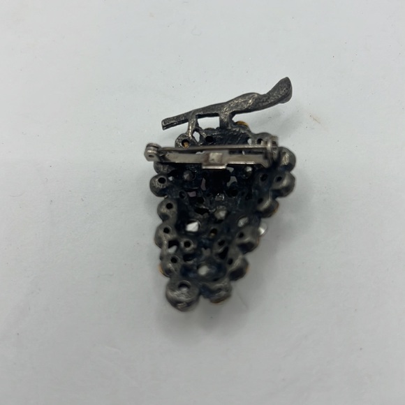 Vintage Rhinestone Grape Fruit Brooch Pin maximalist unique boho indie retro - Picture 5 of 11